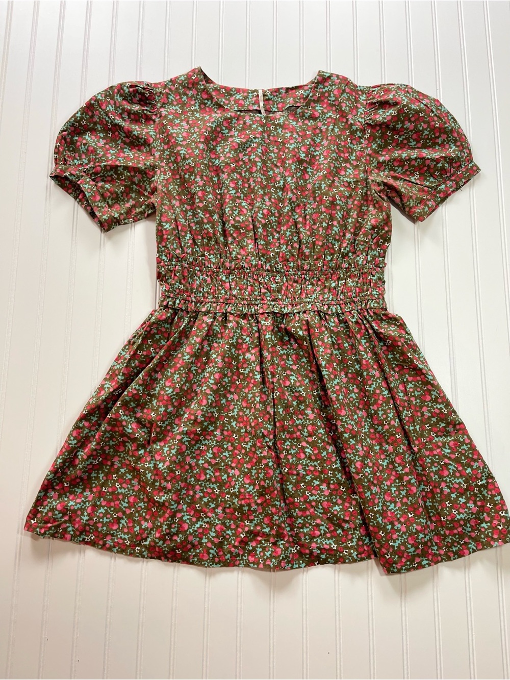 Free People Pennie Mini Dress in Brown Floral Combo - Size Large - Picture 4 of 9